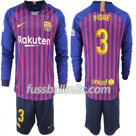 Fußballtrikots FC Barcelona Pique 3 Kinder Heim Trikotsatz 2018-2019 Langarm